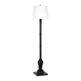 66 Black Traditional Shaped Floor Lamp With White Frosted Glass Empire Shade