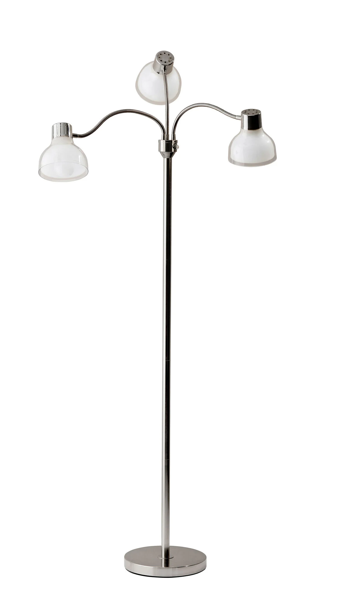 69 Black Three Light Tree Floor Lamp With White Bowl Shade