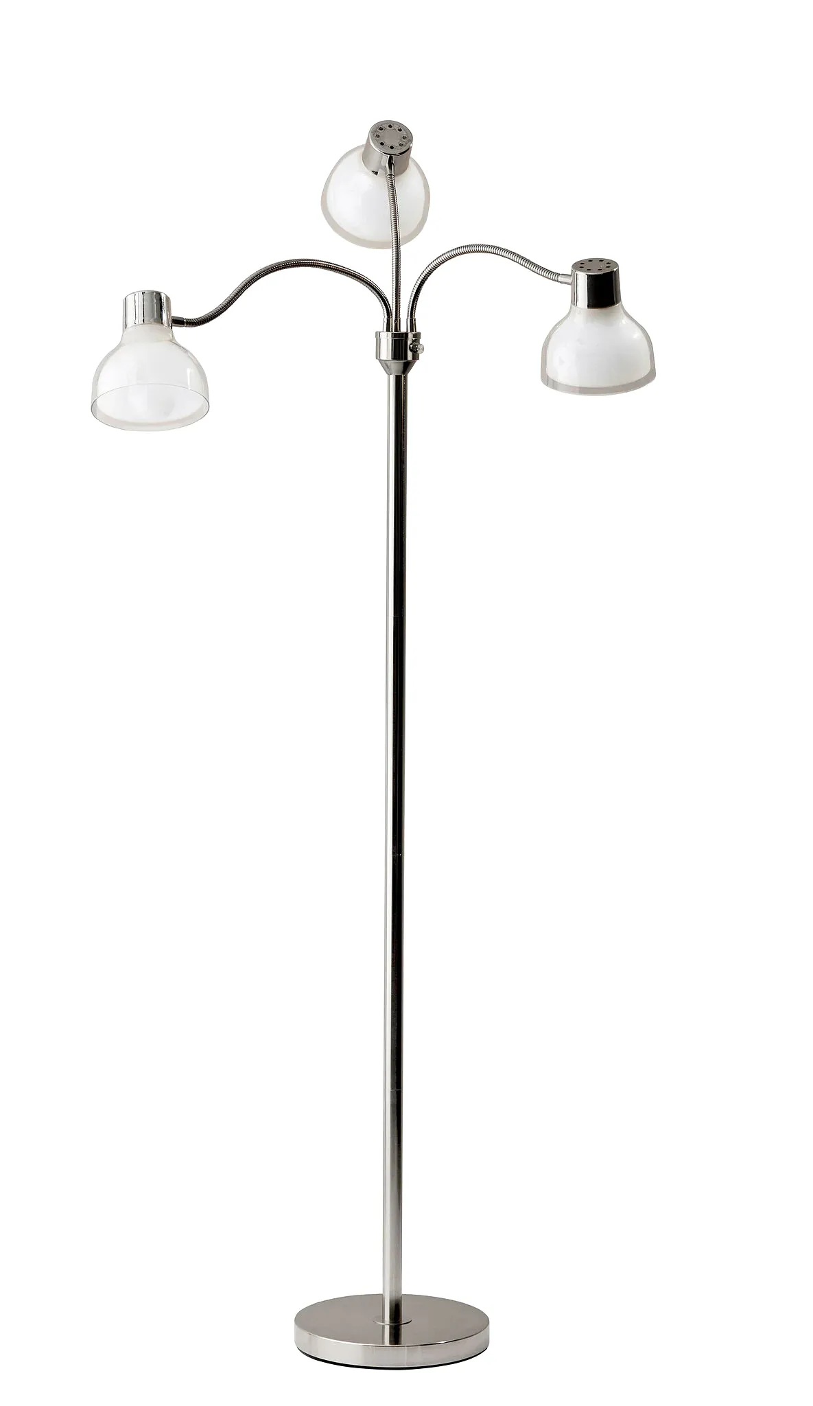 69 Black Three Light Tree Floor Lamp With White Bowl Shade