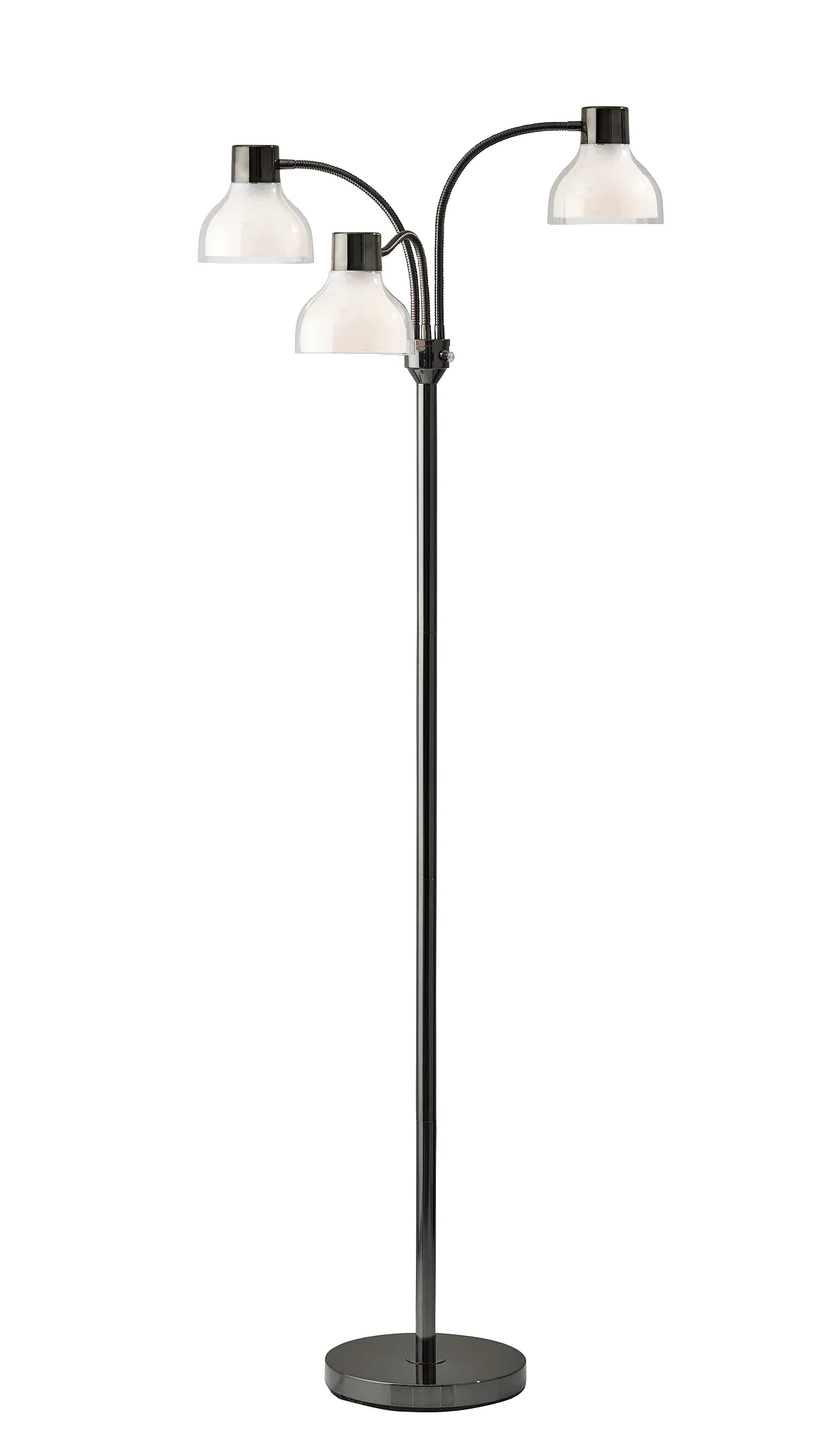 69 Black Three Light Tree Floor Lamp With White Bowl Shade