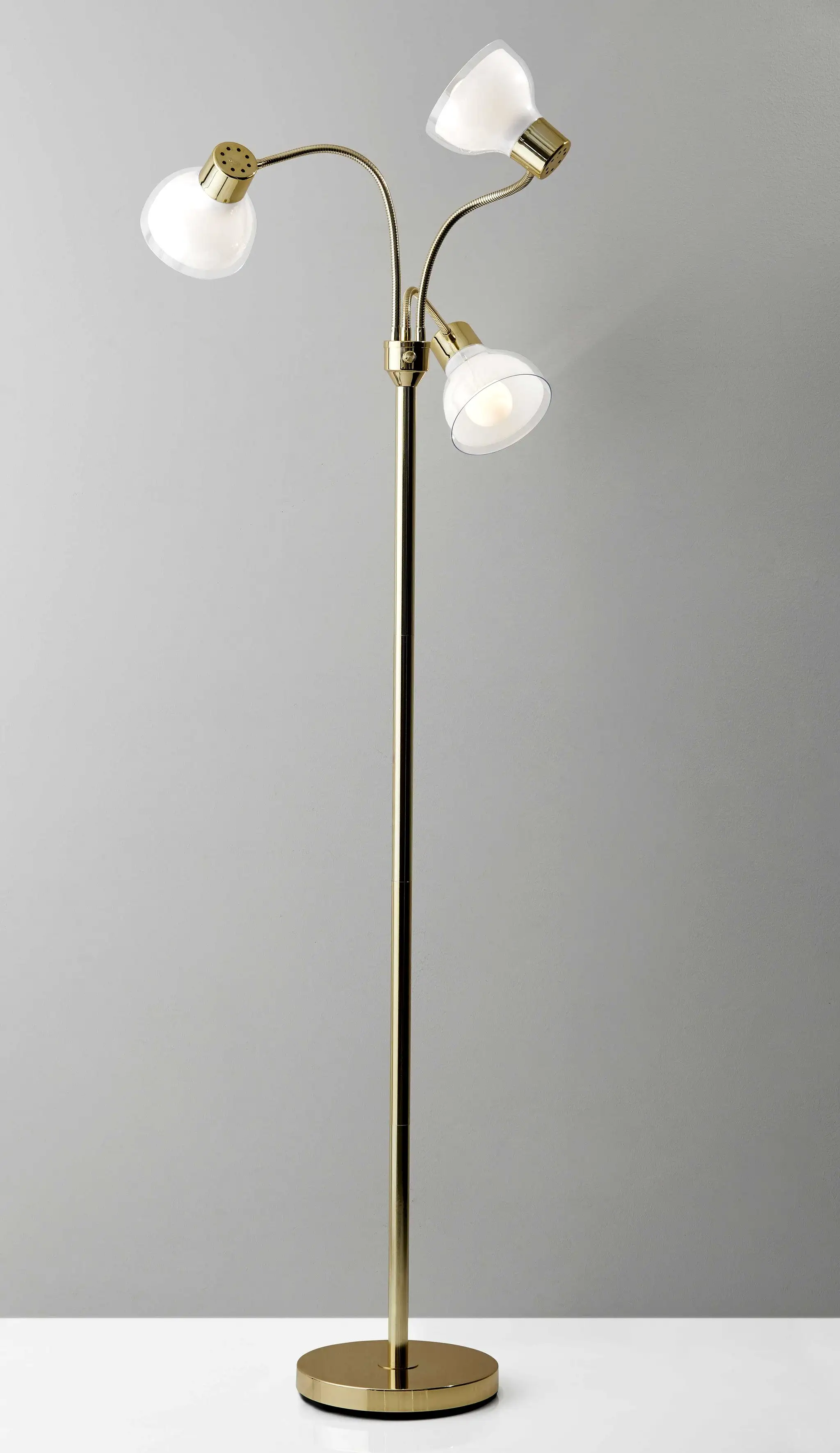 69 Black Three Light Tree Floor Lamp With White Bowl Shade