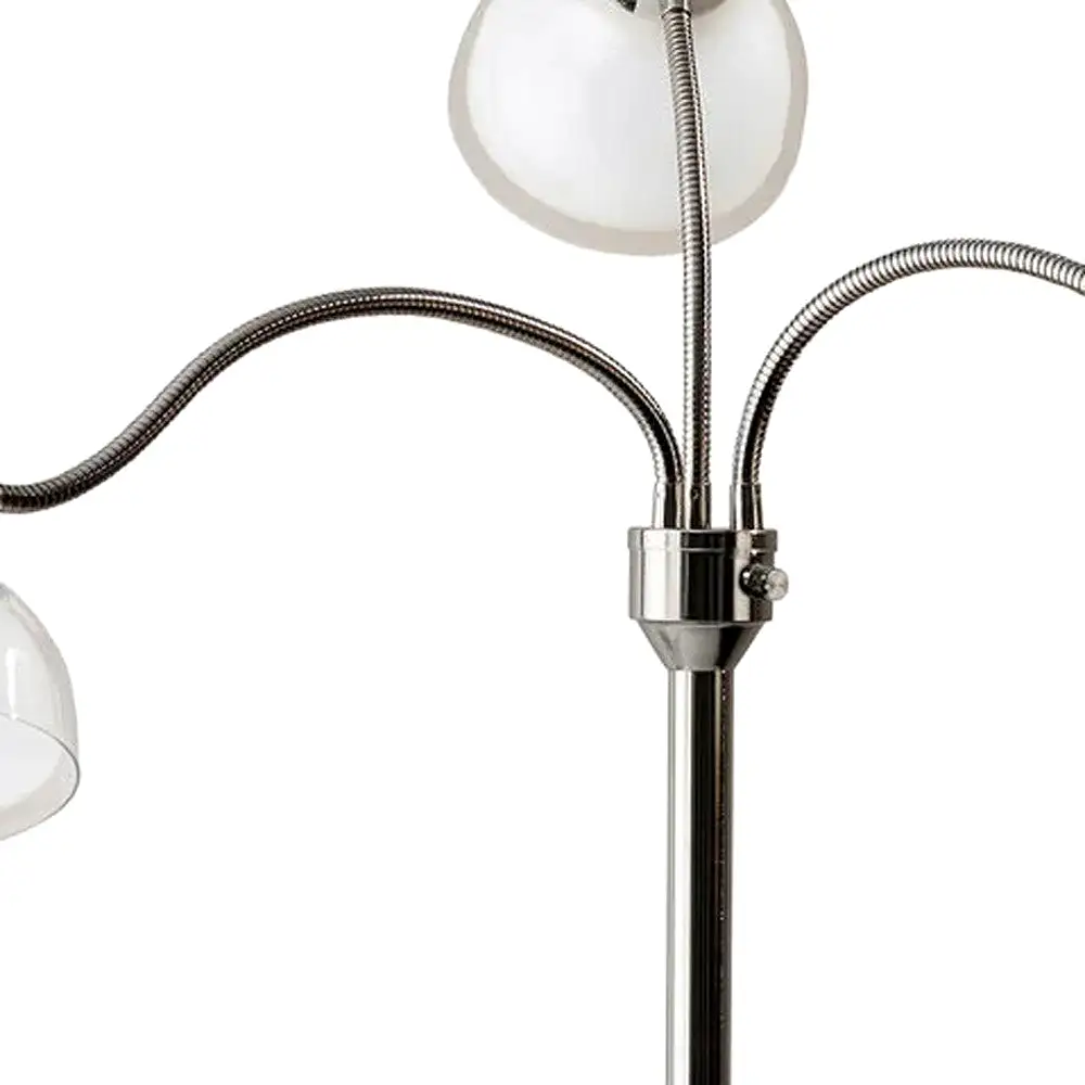 69 Black Three Light Tree Floor Lamp With White Bowl Shade