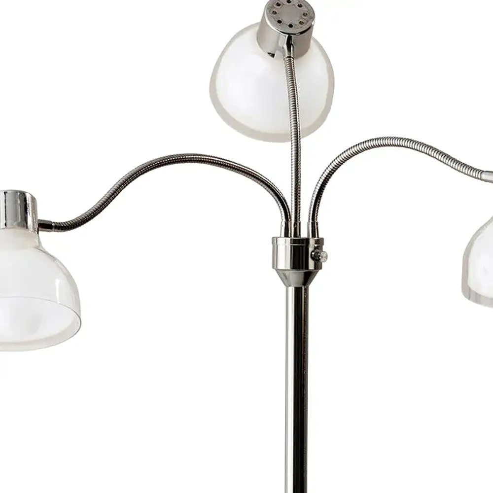 69 Black Three Light Tree Floor Lamp With White Bowl Shade