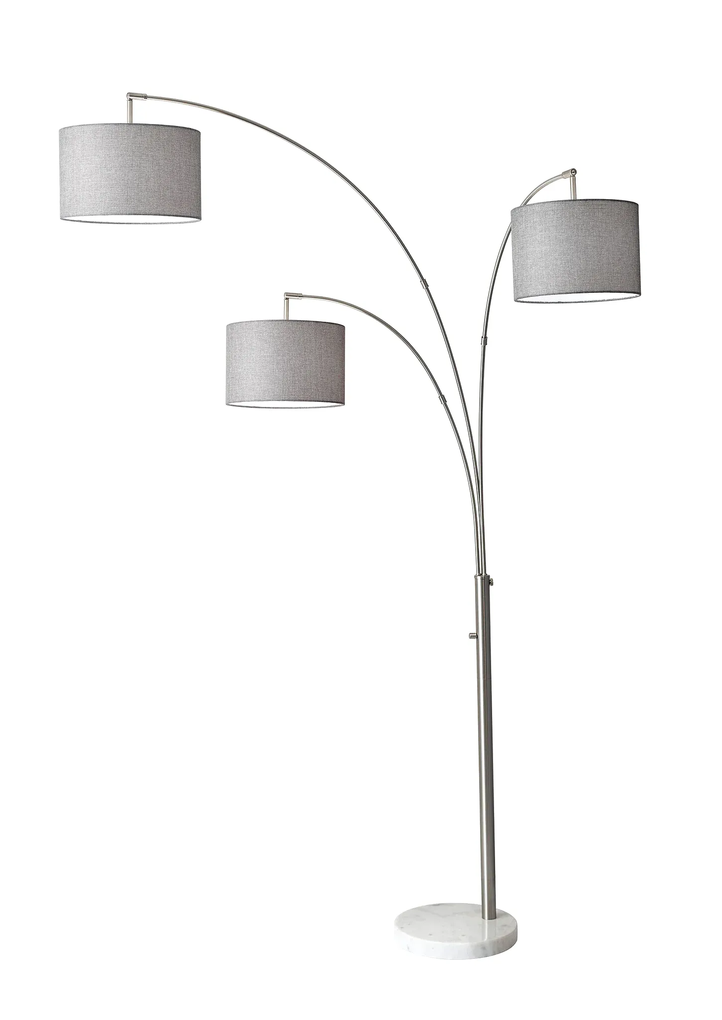 74 Brass Three Light Tree Floor Lamp With Off White Solid Color Drum Shade