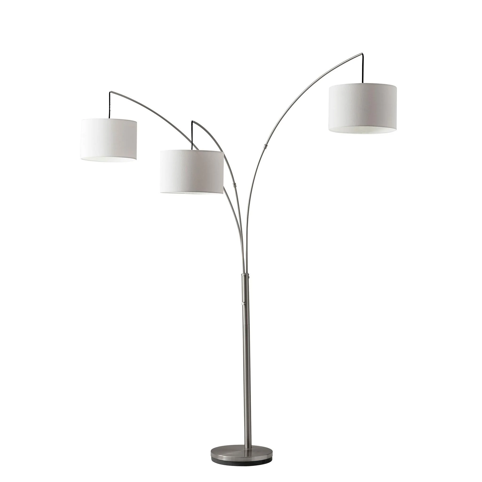 74 Steel Three Light Tree Floor Lamp With White Solid Color Drum Shade