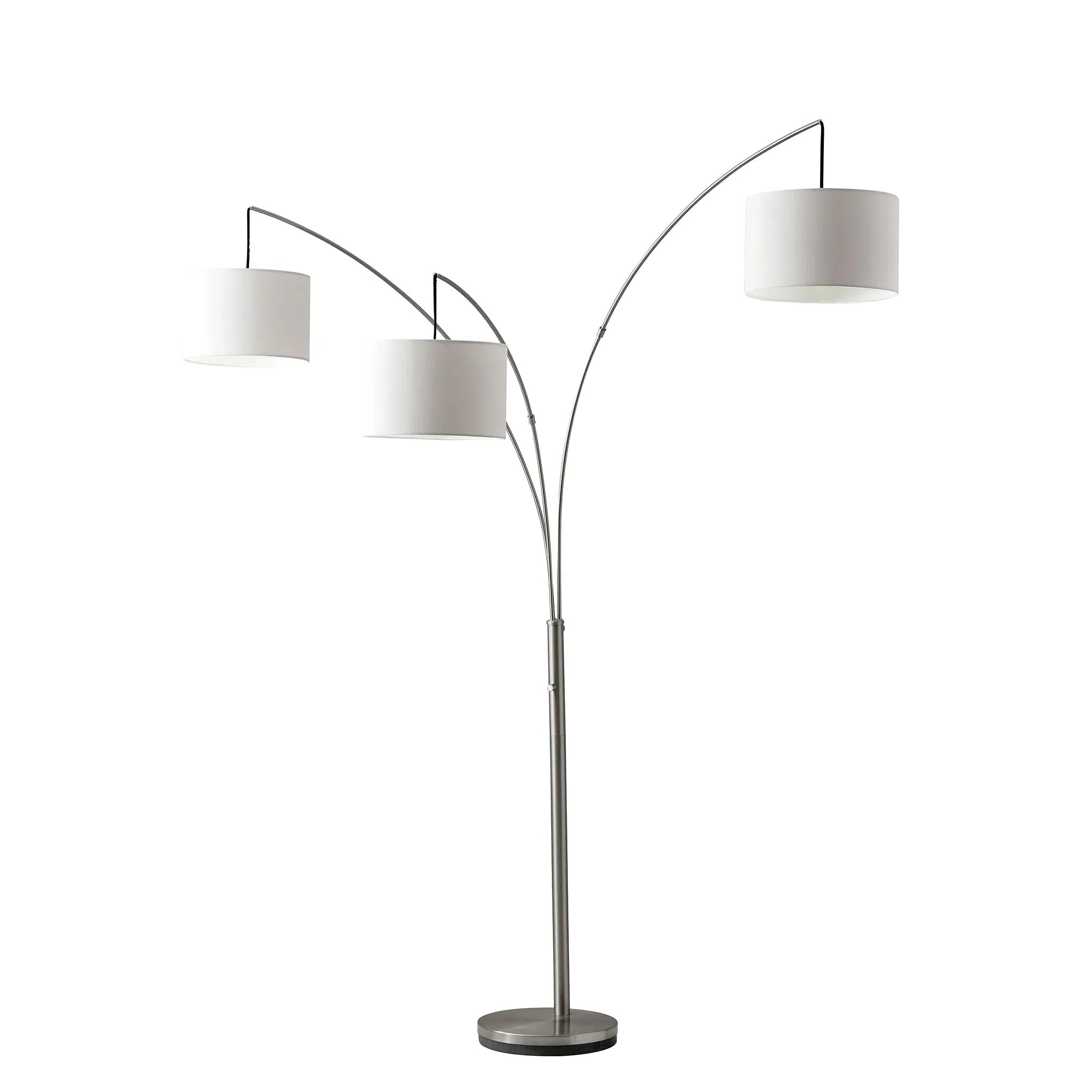 74 Steel Three Light Tree Floor Lamp With White Solid Color Drum Shade