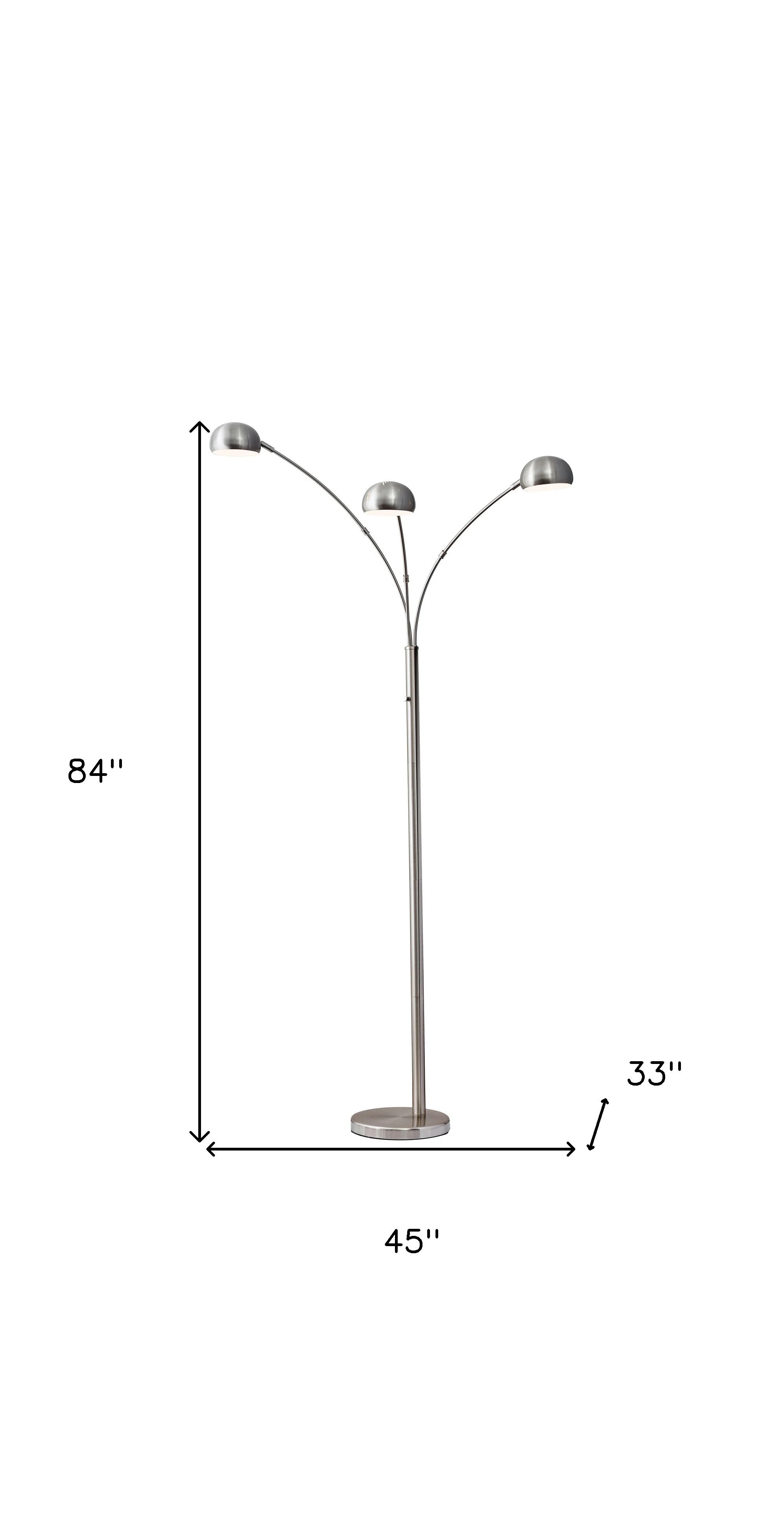 84 Steel Three Light Tree Floor Lamp With Silver Solid Color Bell Shade