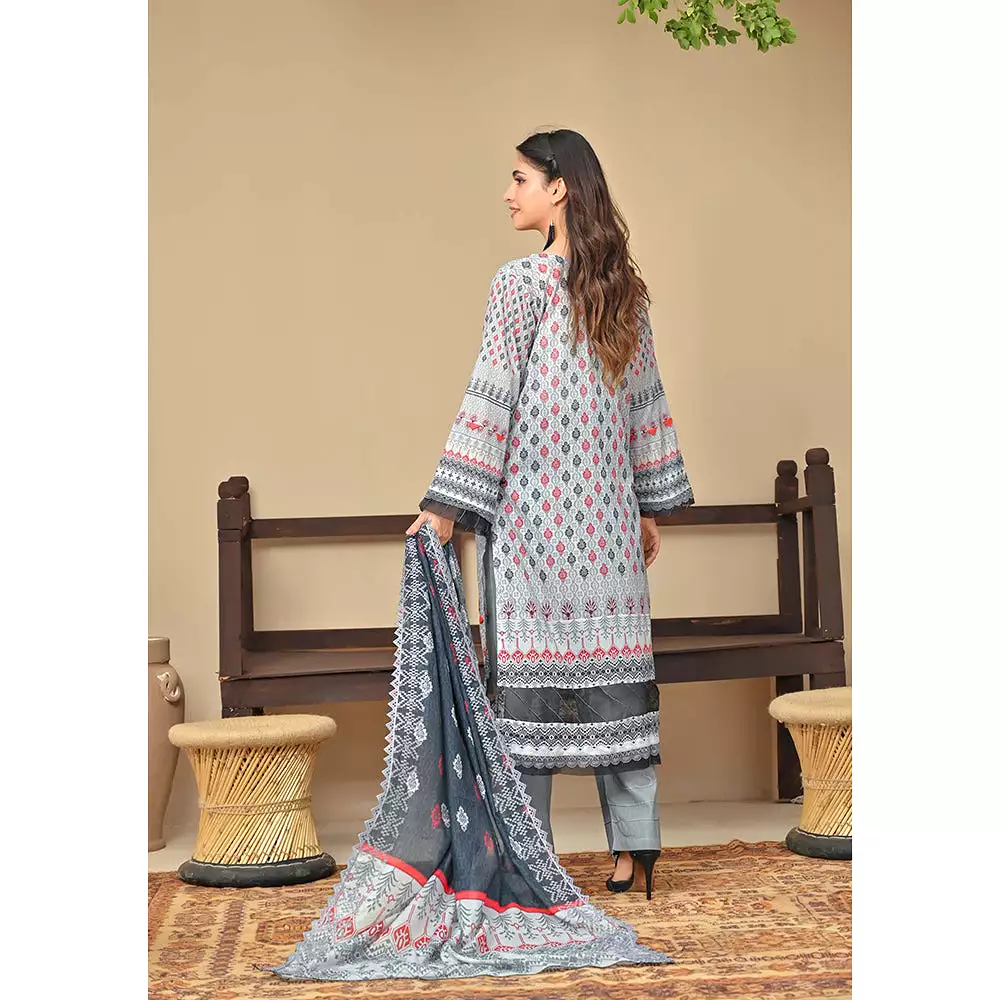 Amaya Lawn Printed Embroidered Unstiched 3Pcs Suit - 4