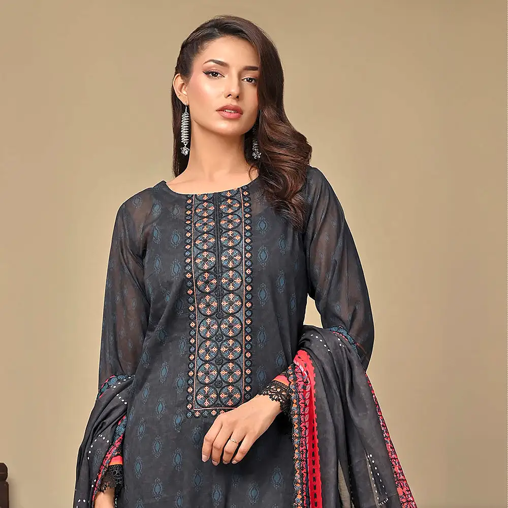 Amaya Lawn Printed Embroidered Unstiched 3Pcs Suit - 5