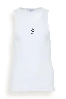 Anchor Embroidered Tank Top in White