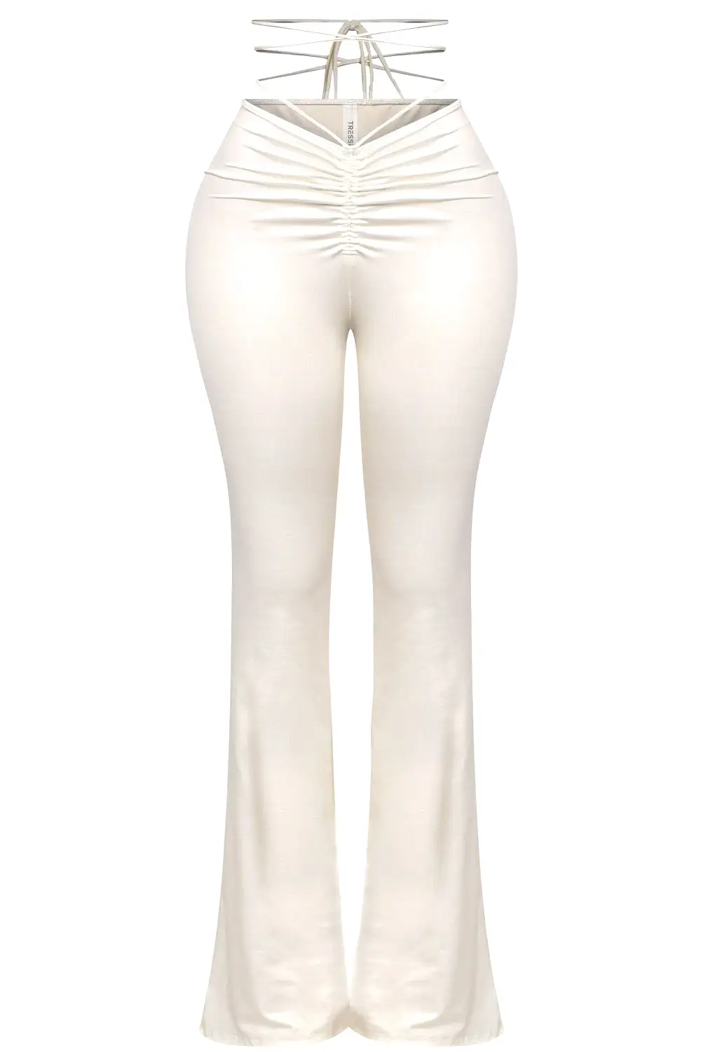 Ayanna Waist Tie Flare Pants (White Leather)