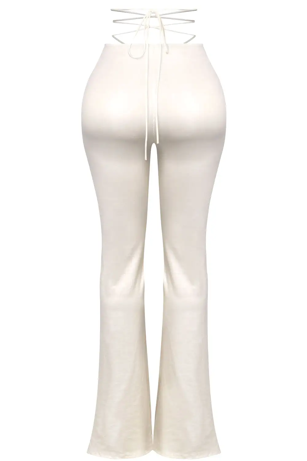 Ayanna Waist Tie Flare Pants (White Leather)