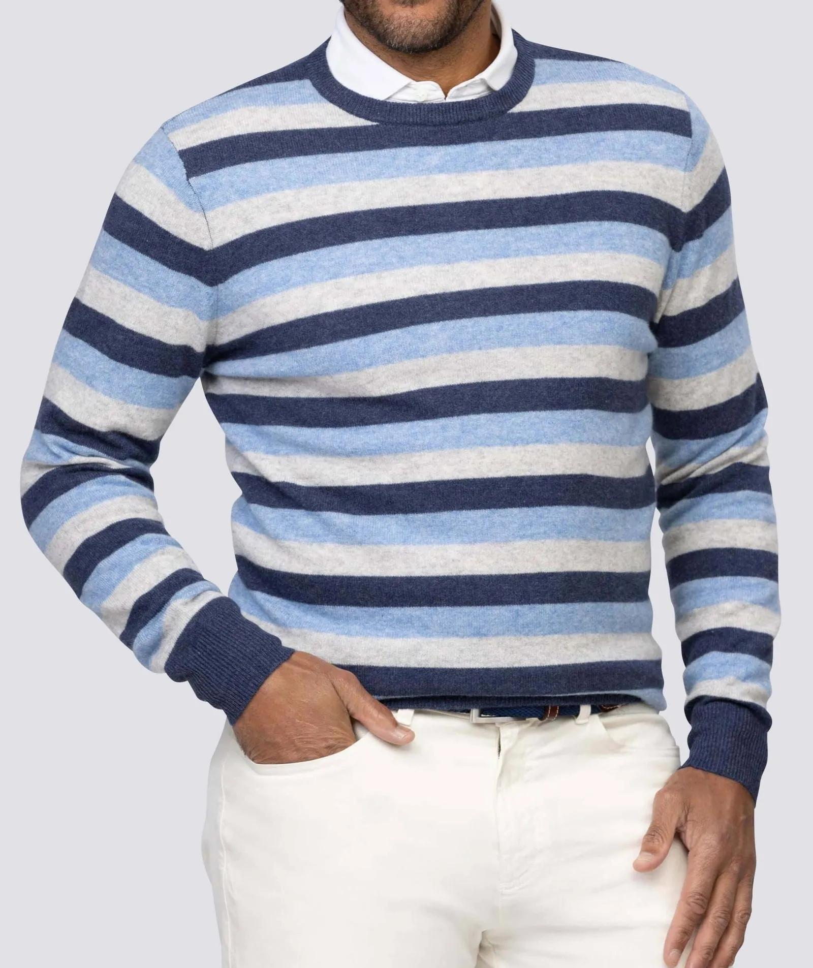 Bishop Stripe Cashmere Crewneck