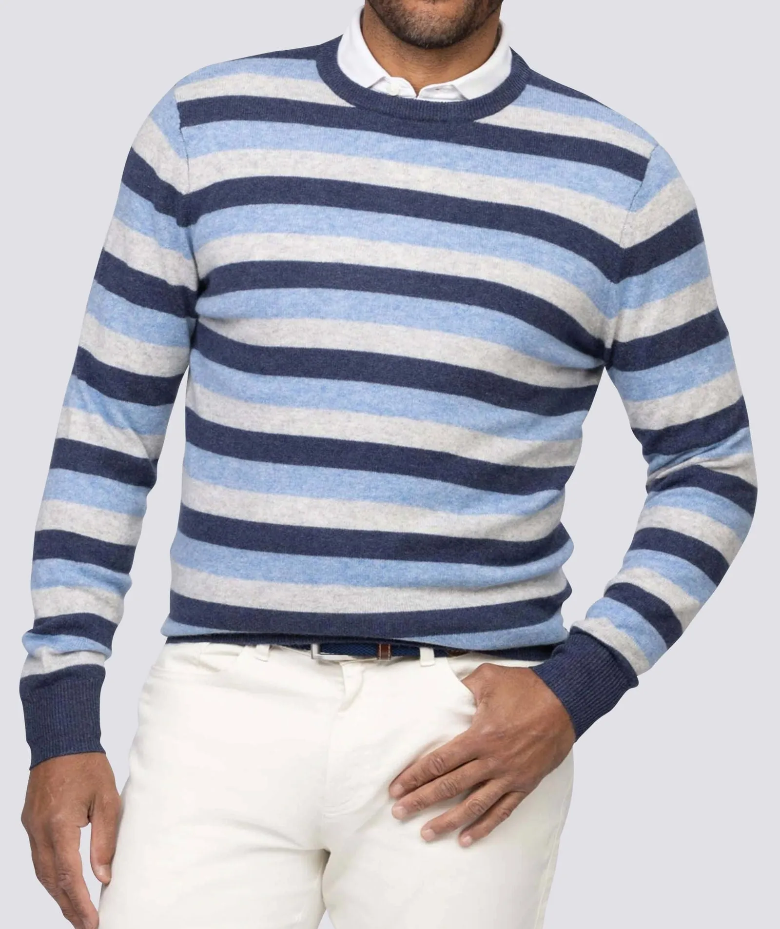 Bishop Stripe Cashmere Crewneck