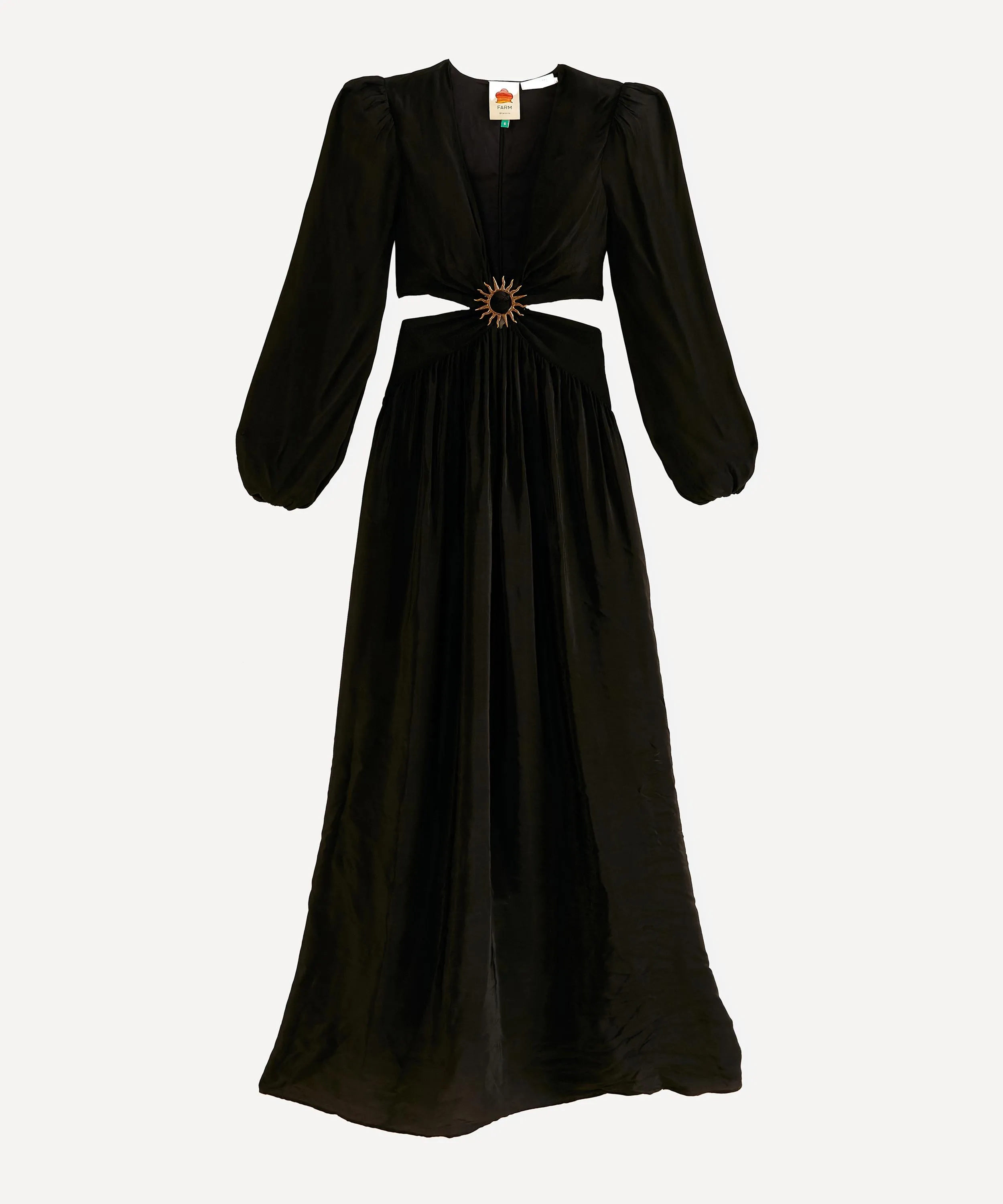 Black Cut-Out Long-Sleeve Maxi-Dress