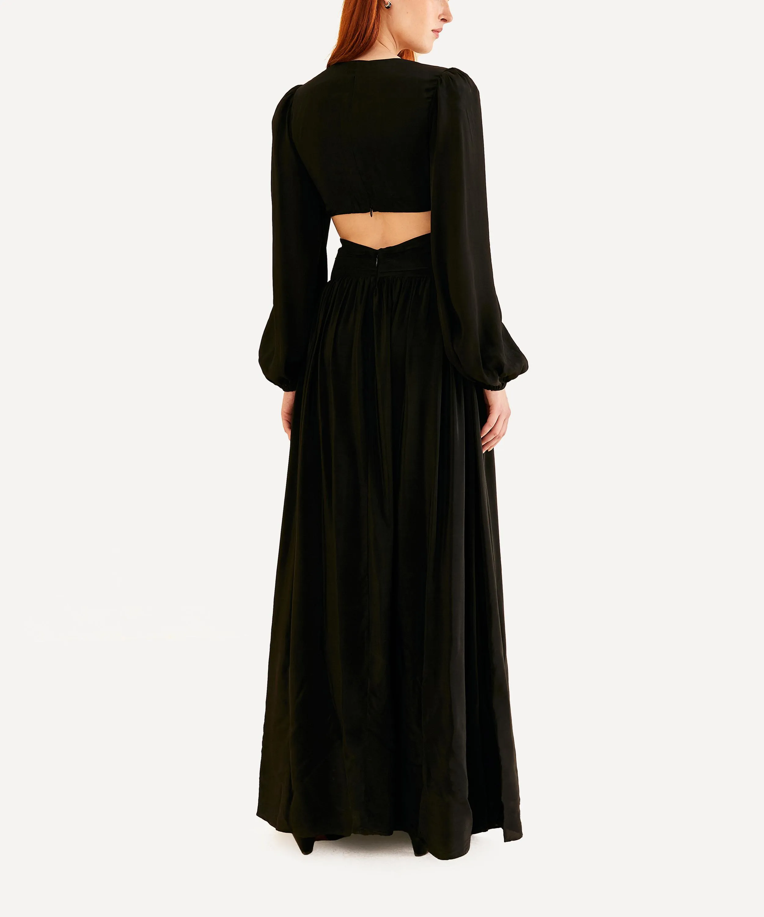 Black Cut-Out Long-Sleeve Maxi-Dress