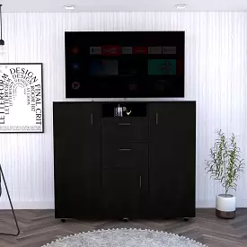 Black Three Door Closet with Two Drawers