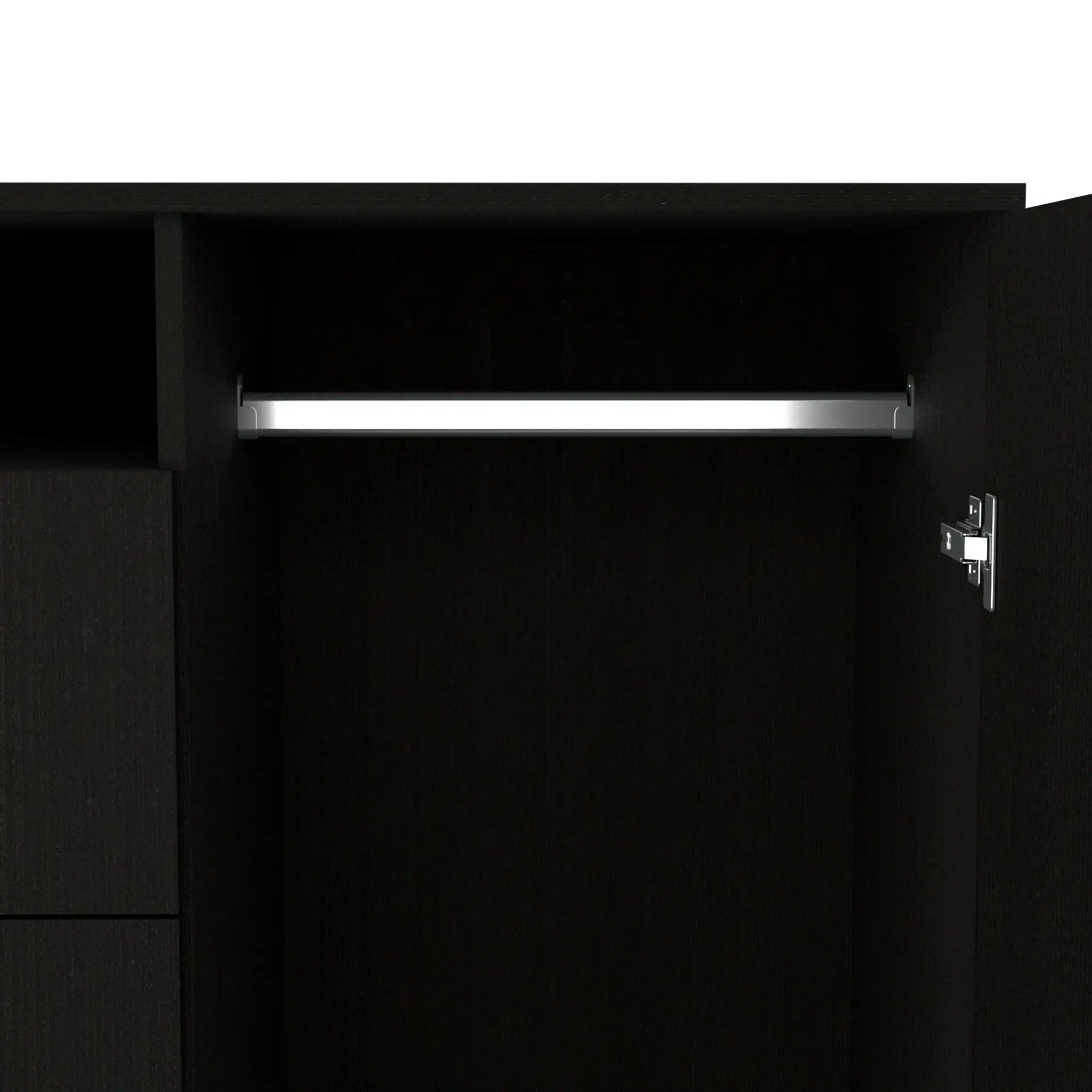 Black Three Door Closet with Two Drawers