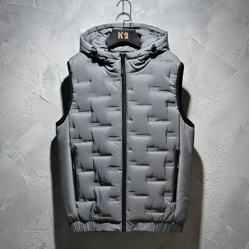 Block Pattern Vest Hoodie