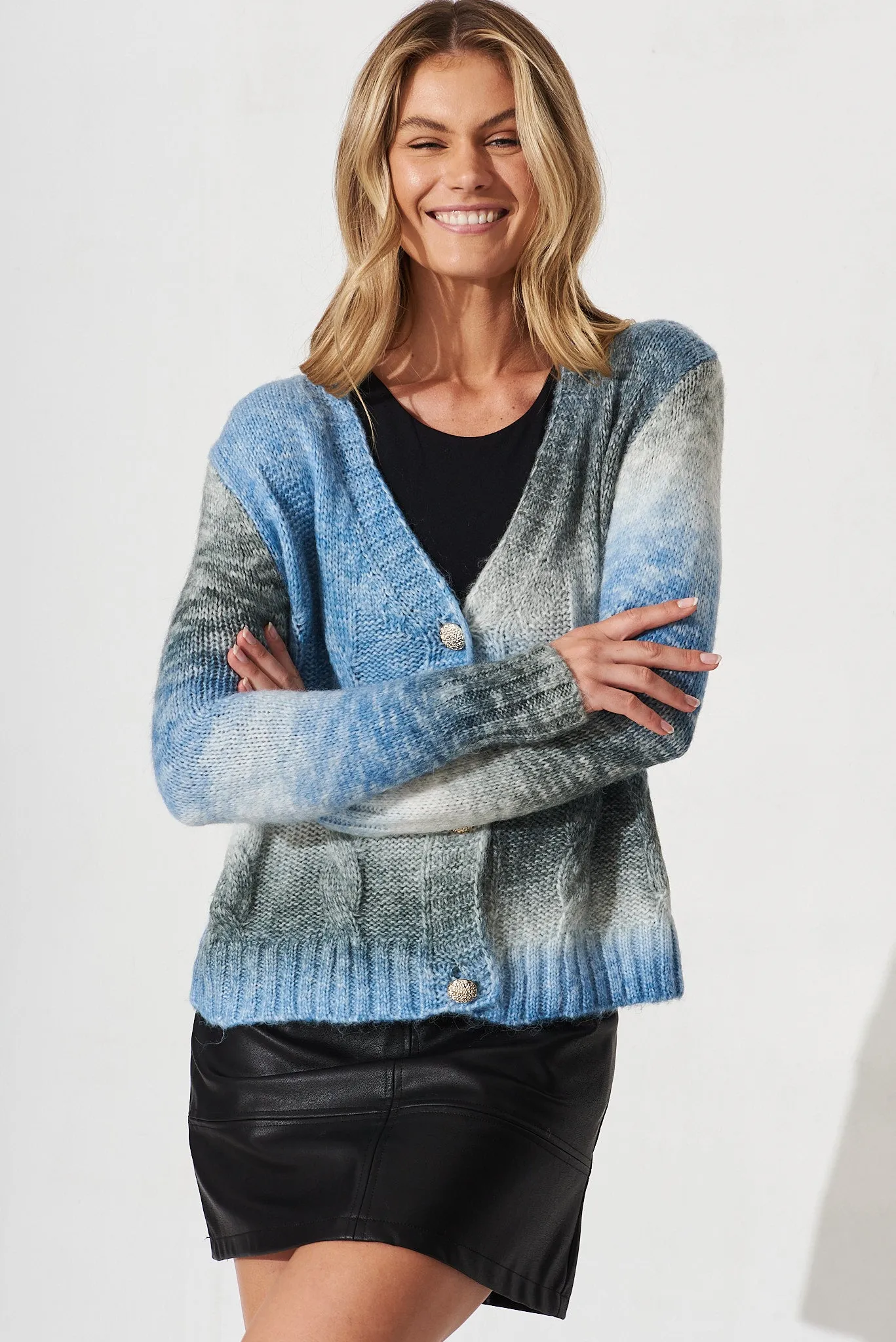 Bluestar Knit Cardigan In Grey Wool Blend