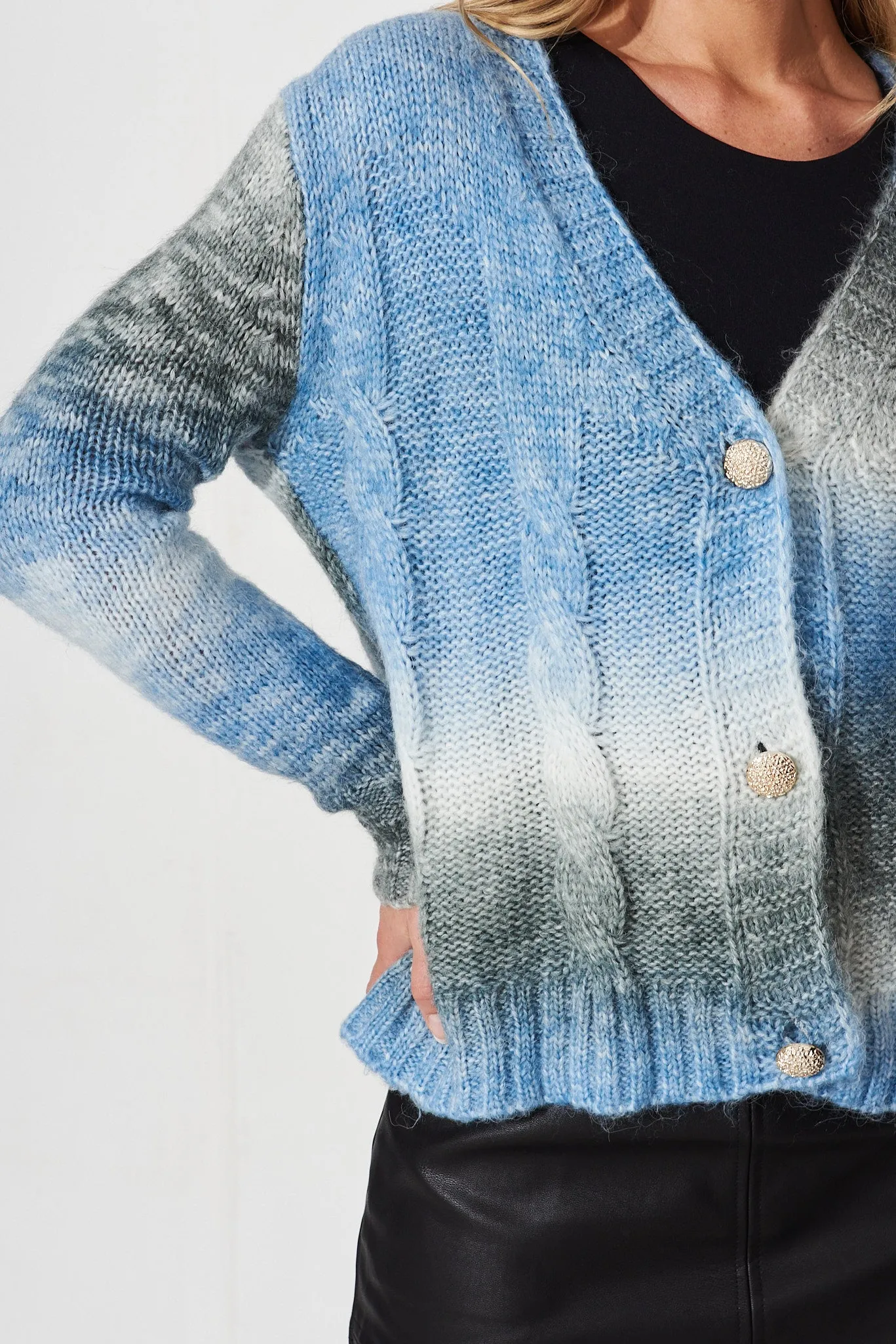 Bluestar Knit Cardigan In Grey Wool Blend