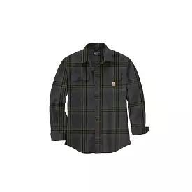 Carhartt Loose Fit Heavyweight Flannel Long Sleeve Plaid Shirt Shadow Black