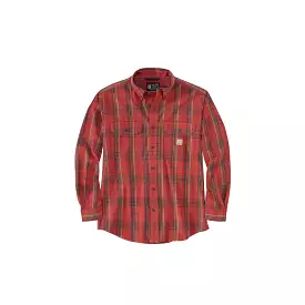 Carhartt Loose Fit Midweight Chambray Long Sleeve Plaid Shirt Chili Pepper