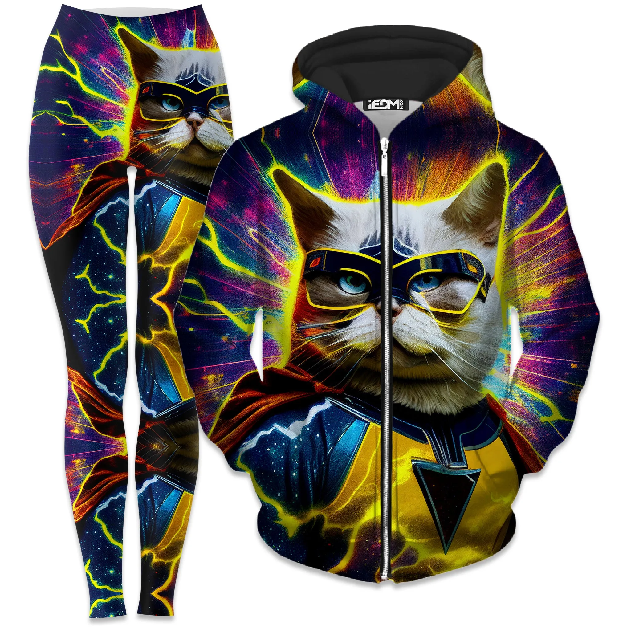 Cat Hero Zip-Up Hoodie and Leggings Combo