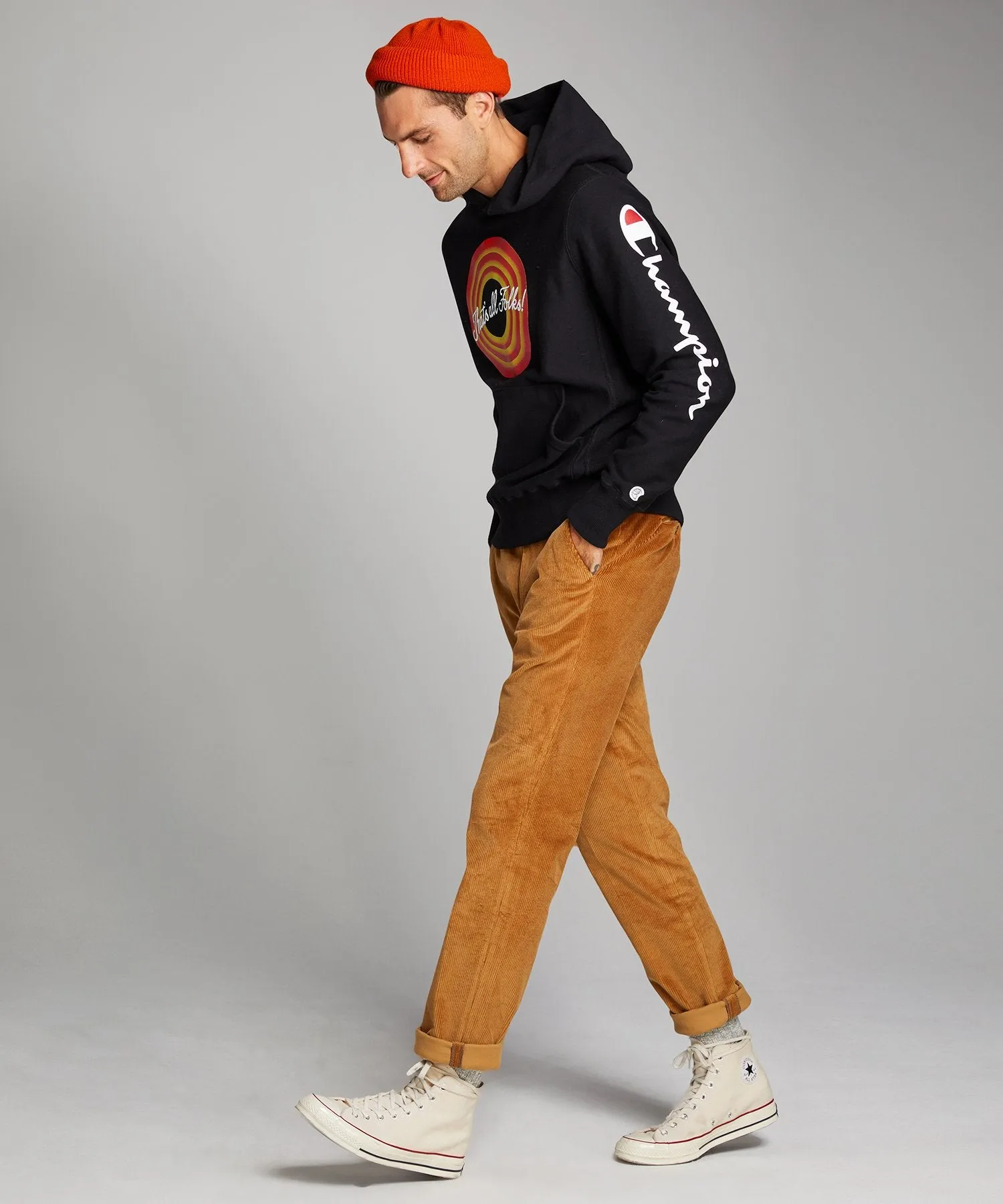Champion + Looney Tunes Thats All Folks Hoodie in Blacktop