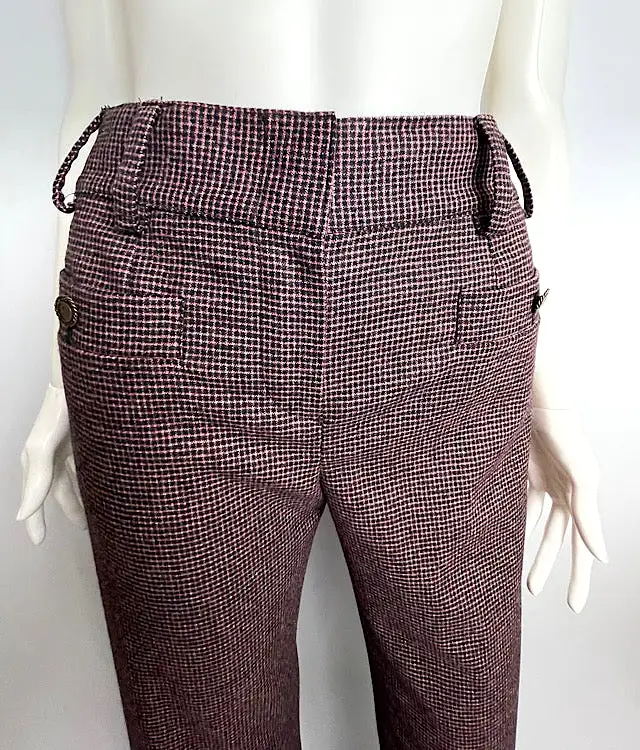 Chanel 05A 2005 Fall Tiny Pink Black Checks Pants Trousers FR 34 US 2/4