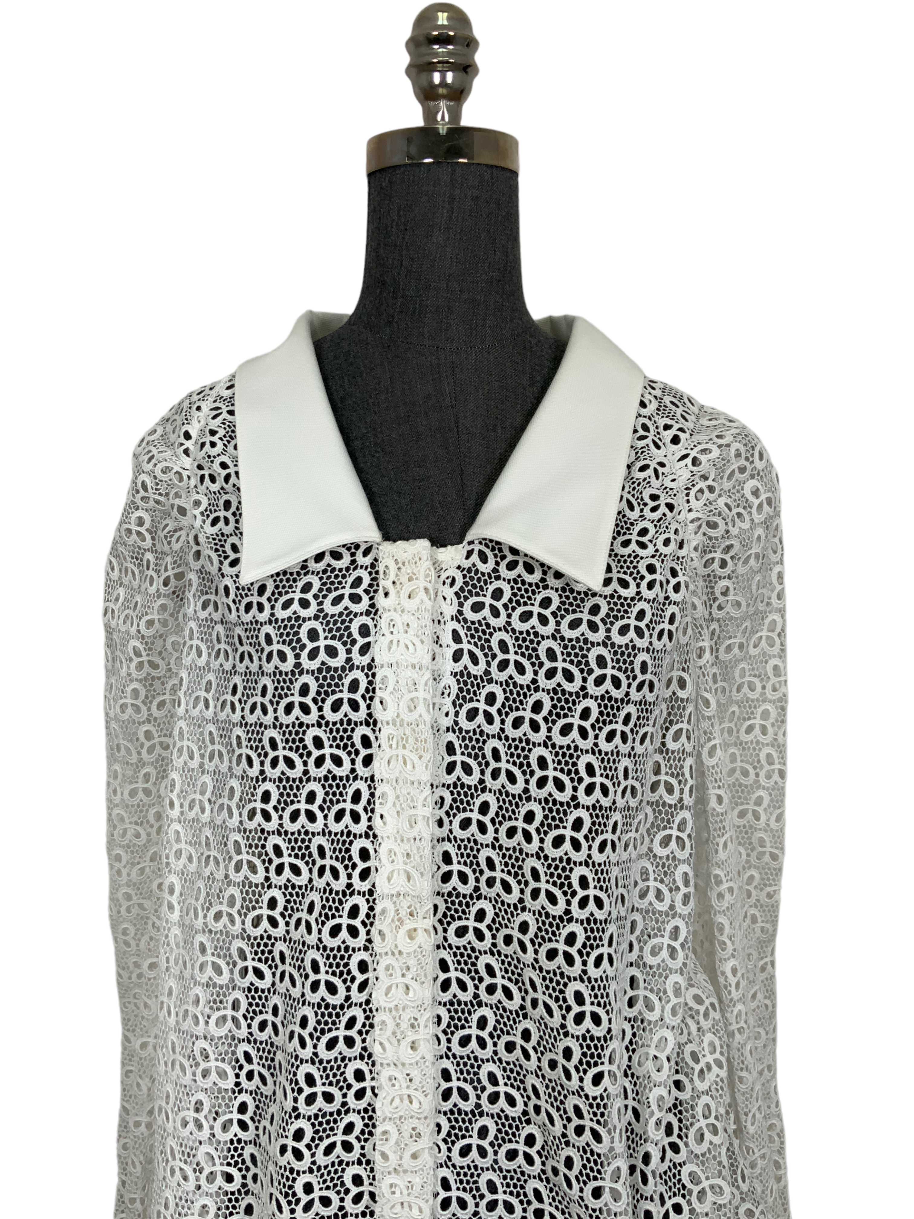 CHANEL 18C Cotton Eyelet Blouse Size S NEW