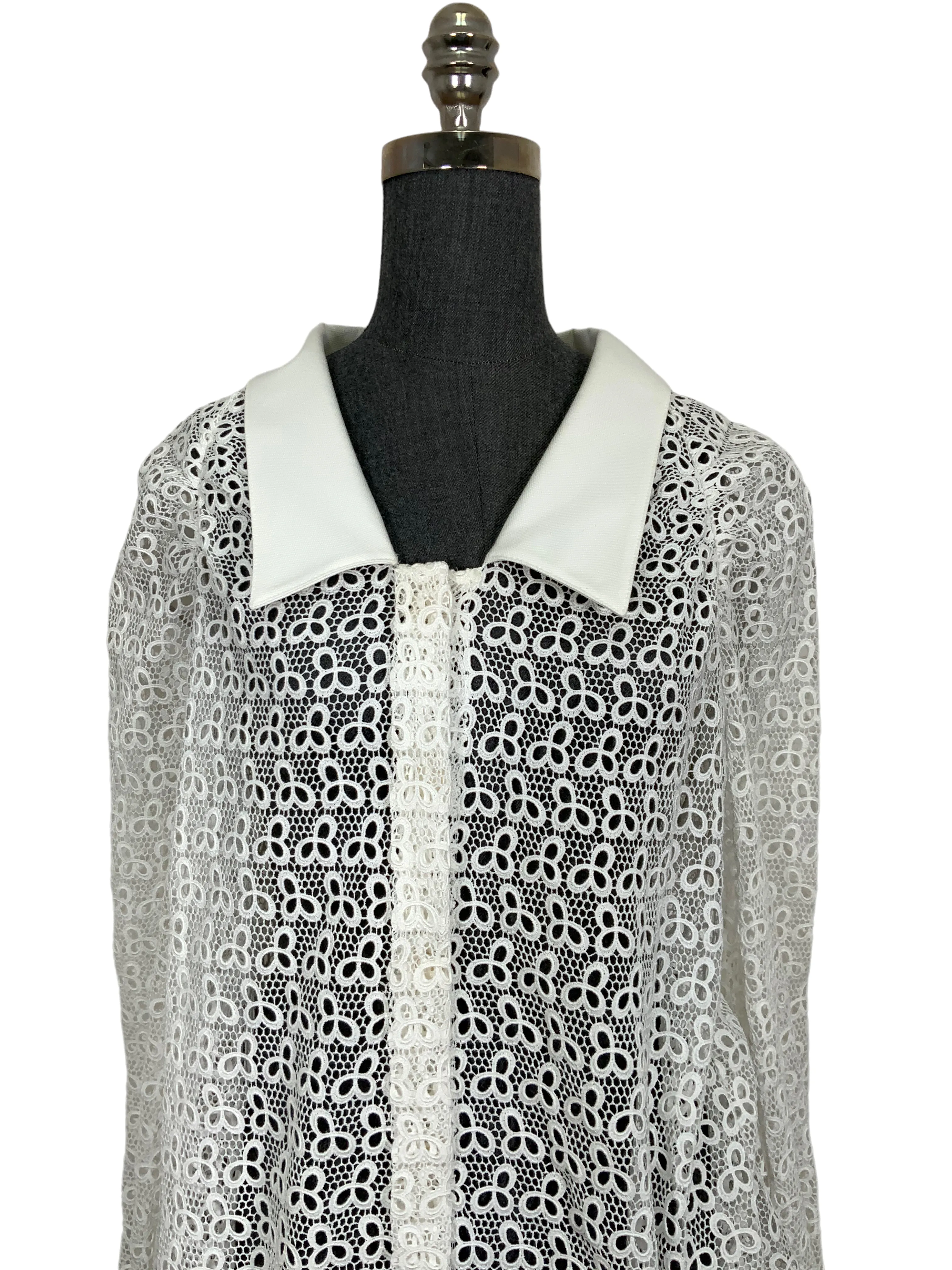 CHANEL 18C Cotton Eyelet Blouse Size S NEW