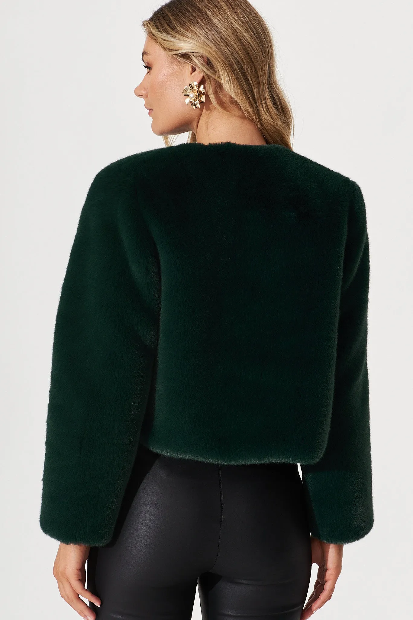 Cher Faux Fur Jacket In Emerald