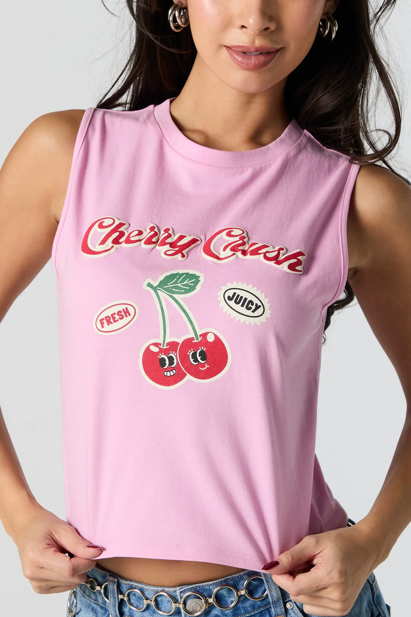 Cherry Crush Embroidered Tank