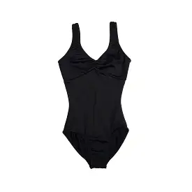 Child Pinch Front Empire Waist Leotard - Black