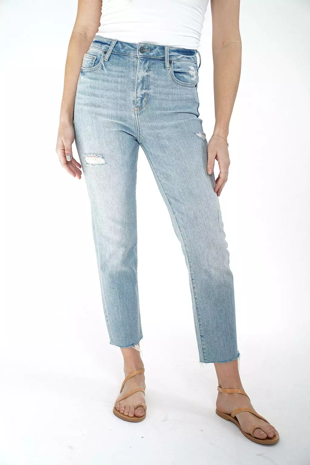 Chrissy Distressed Straight Leg Jeans