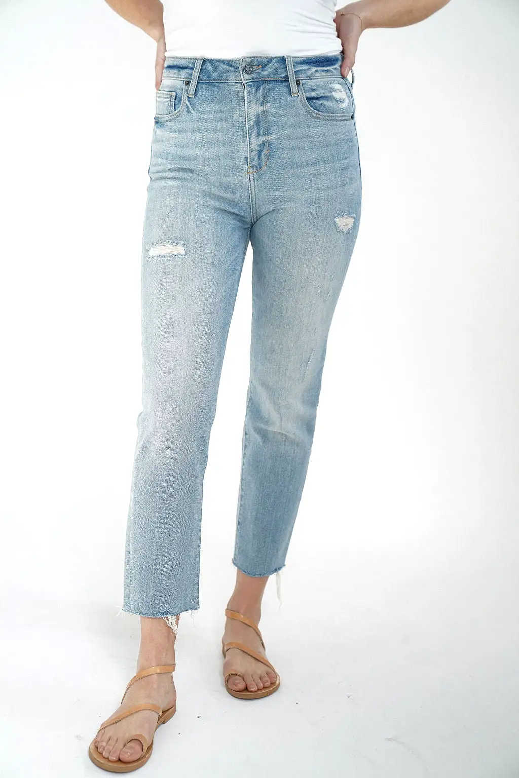 Chrissy Distressed Straight Leg Jeans