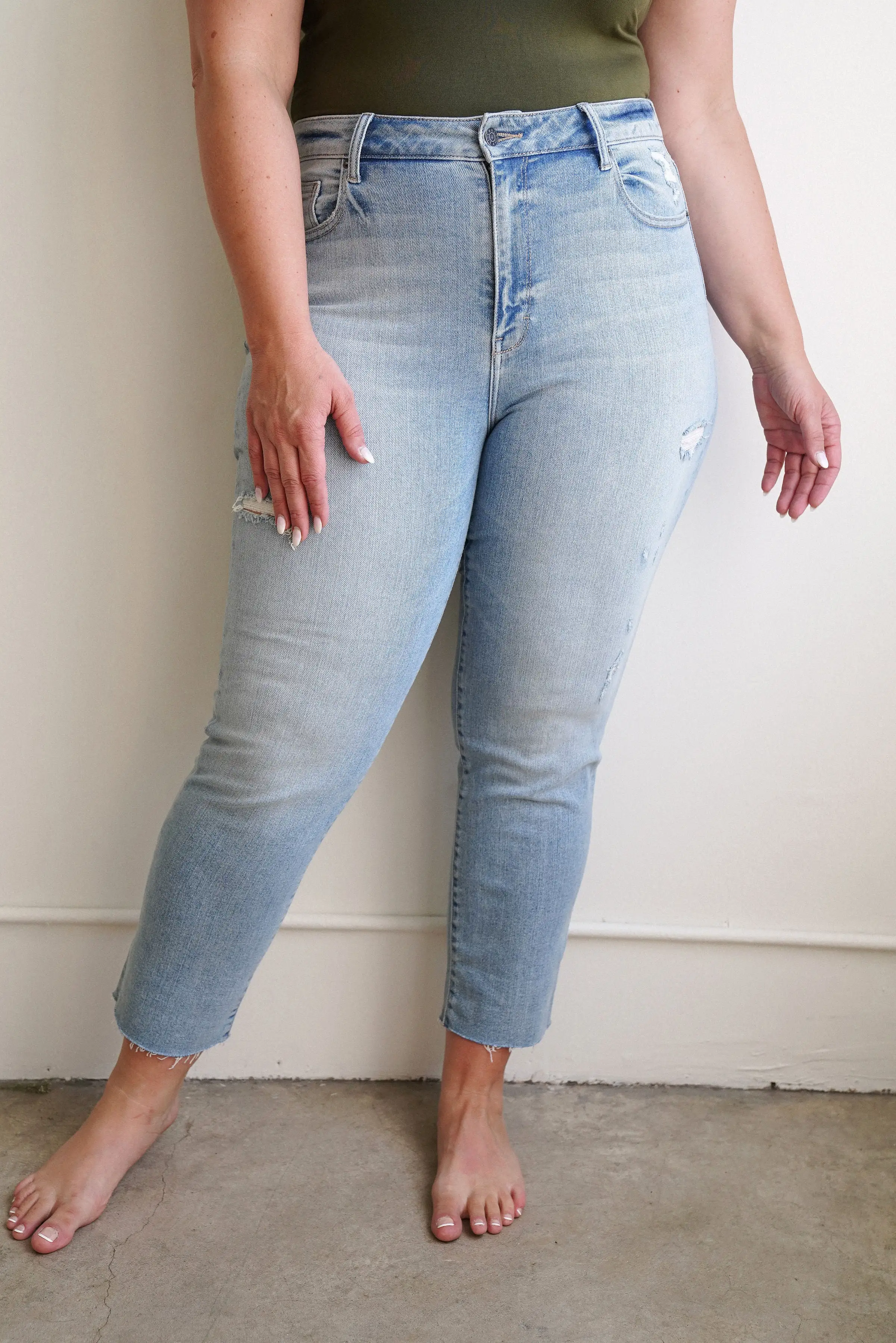 Chrissy Distressed Straight Leg Jeans