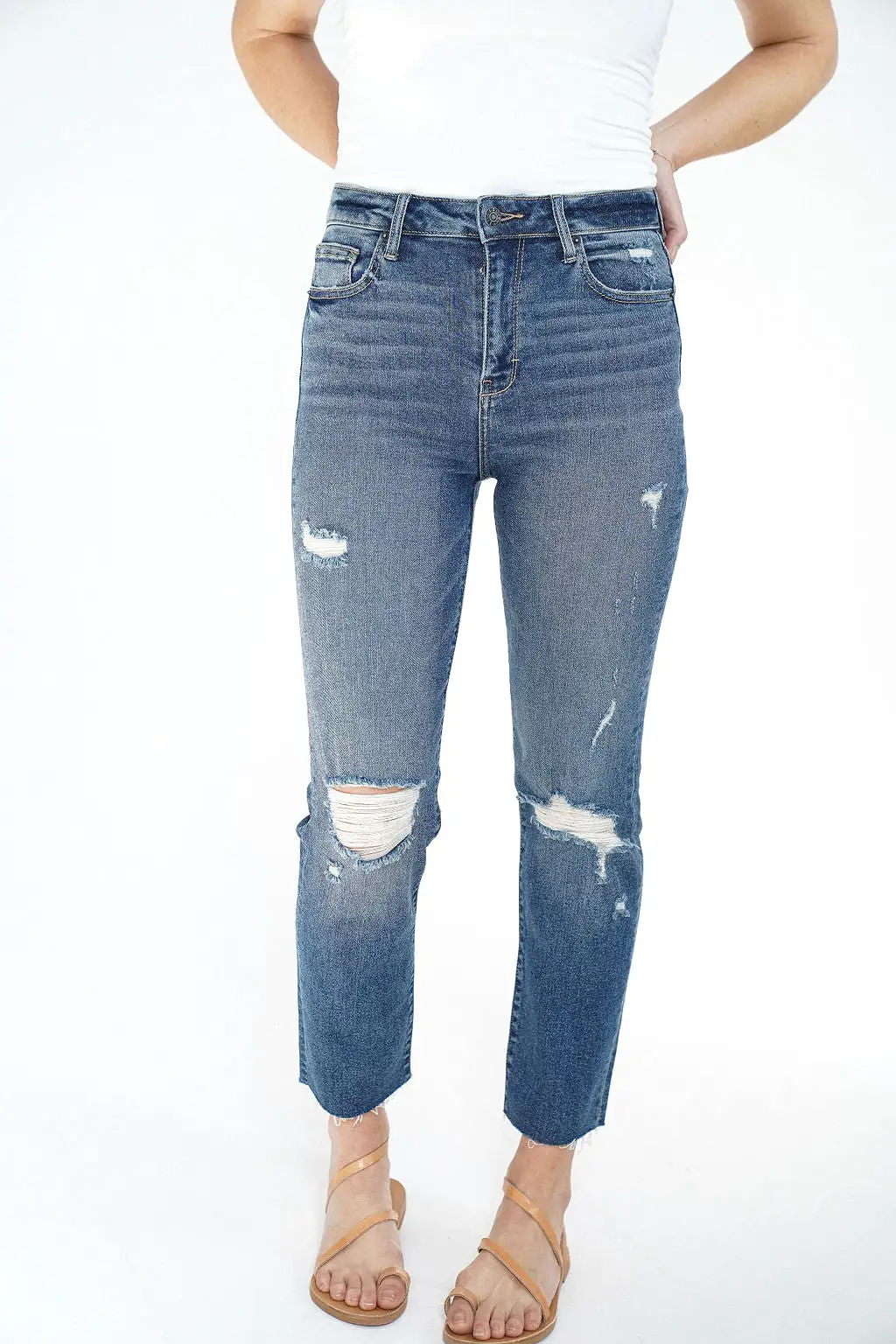 Chrissy Distressed Straight Leg Jeans