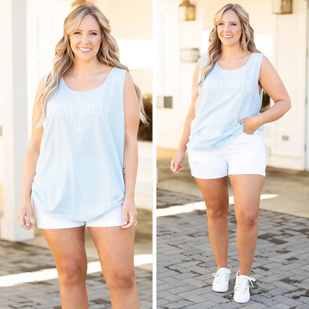 Comfort Colors: Stay Salty Tank, Chambray