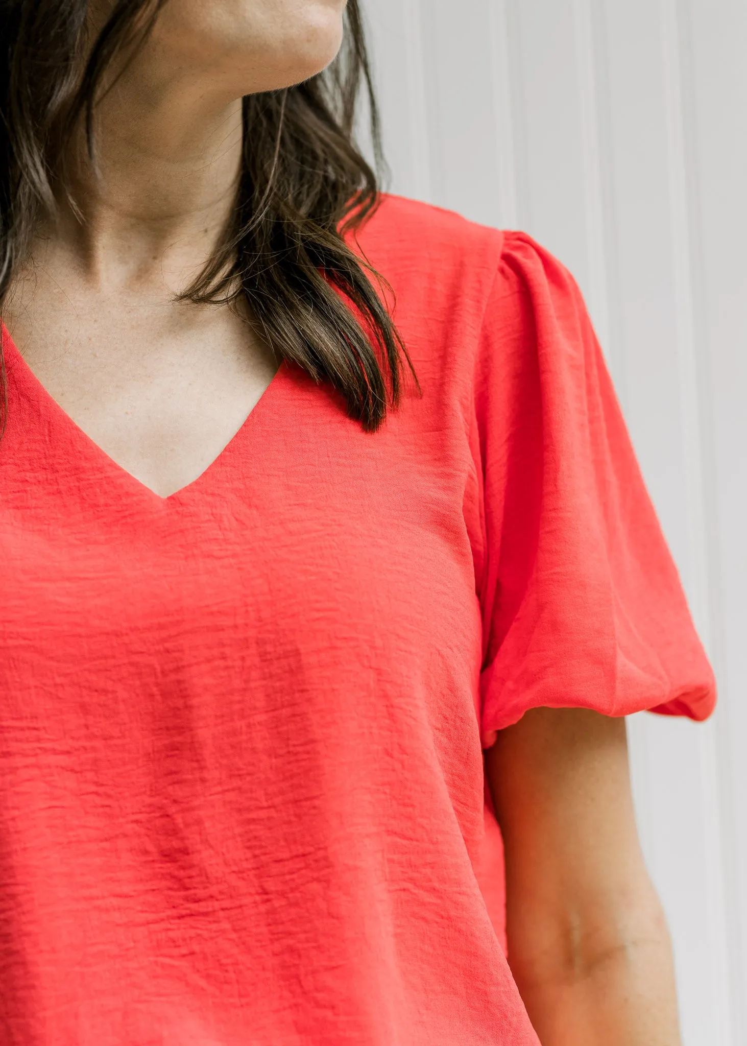 Coral Bubble Sleeve Top