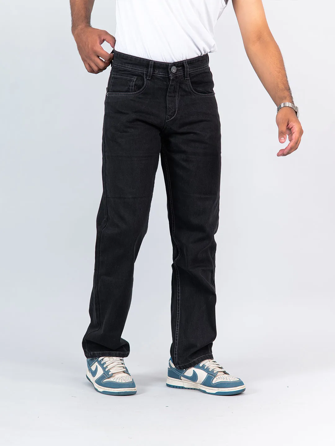 Dark Grey Straight Fit Men's Jeans