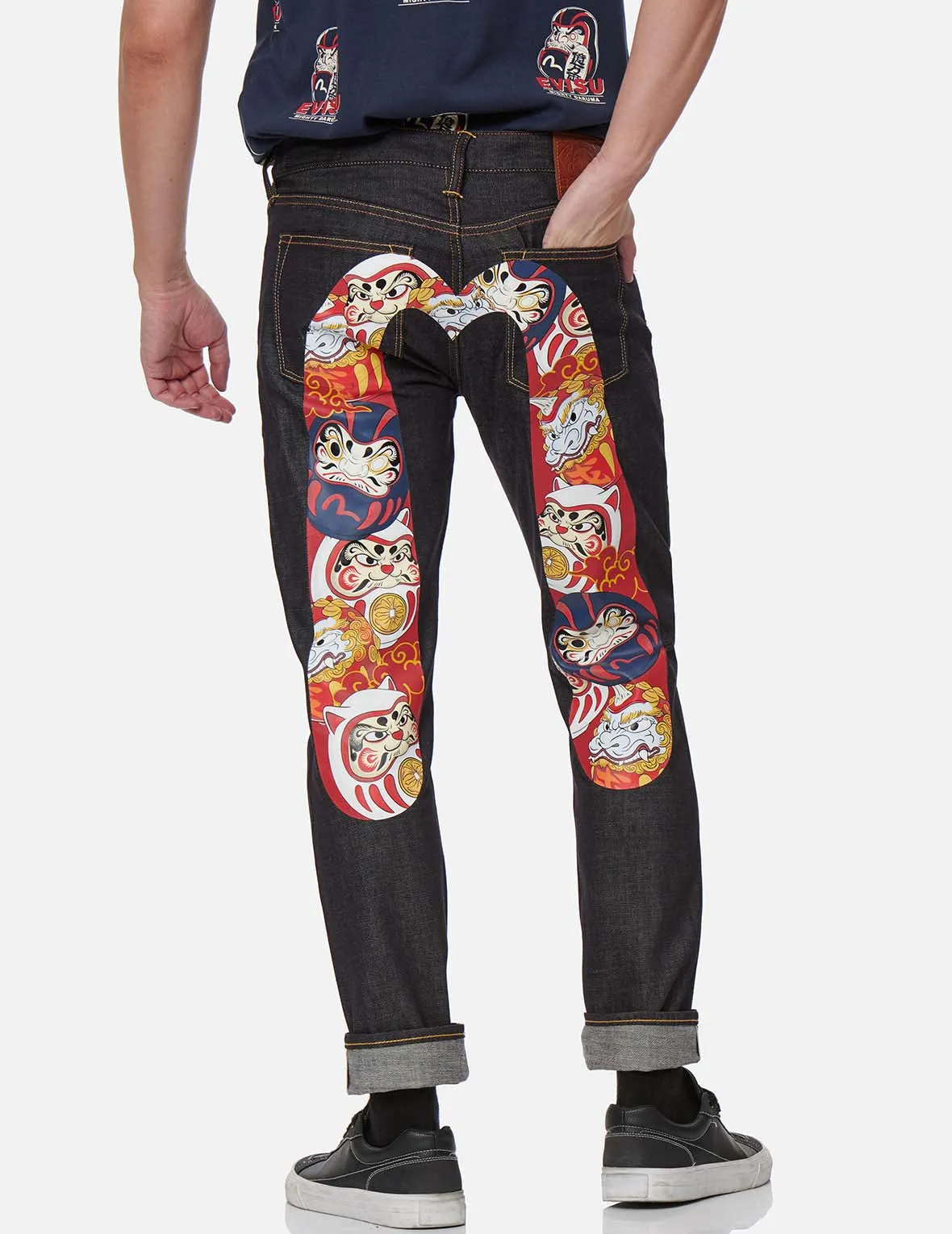 Daruma Buddies Daicock Print Slim Fit Jeans #2010