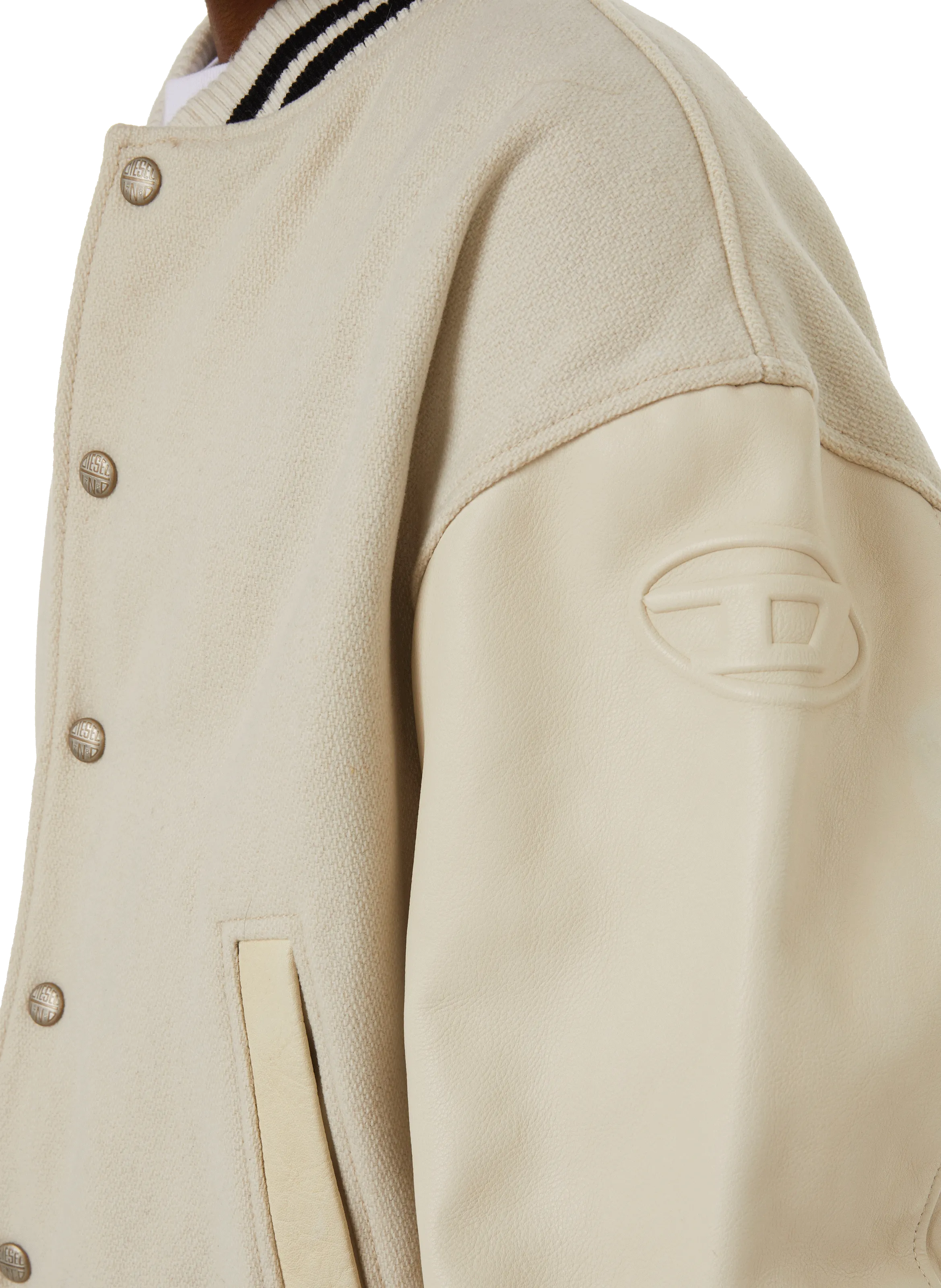 DIESEL  Bi-material bomber jacket  - Beige