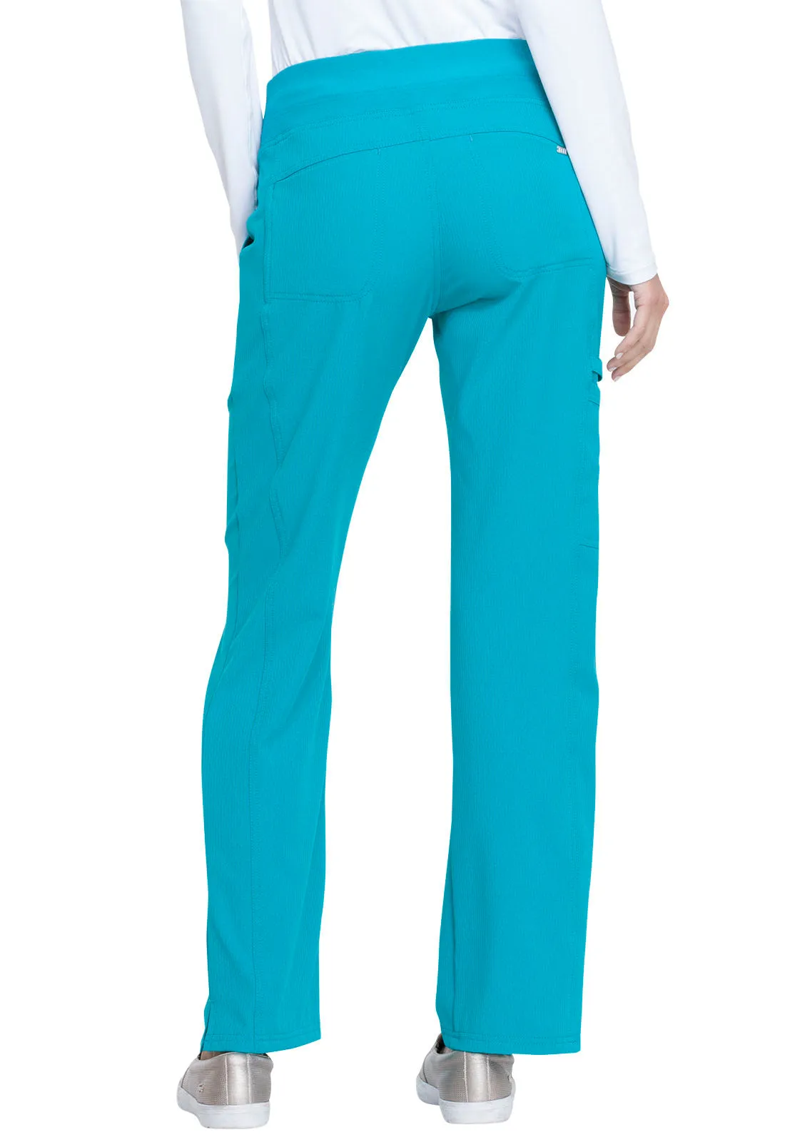 Elle Simply Polished Mid Rise Straight Leg Pull-on Pant in Teal