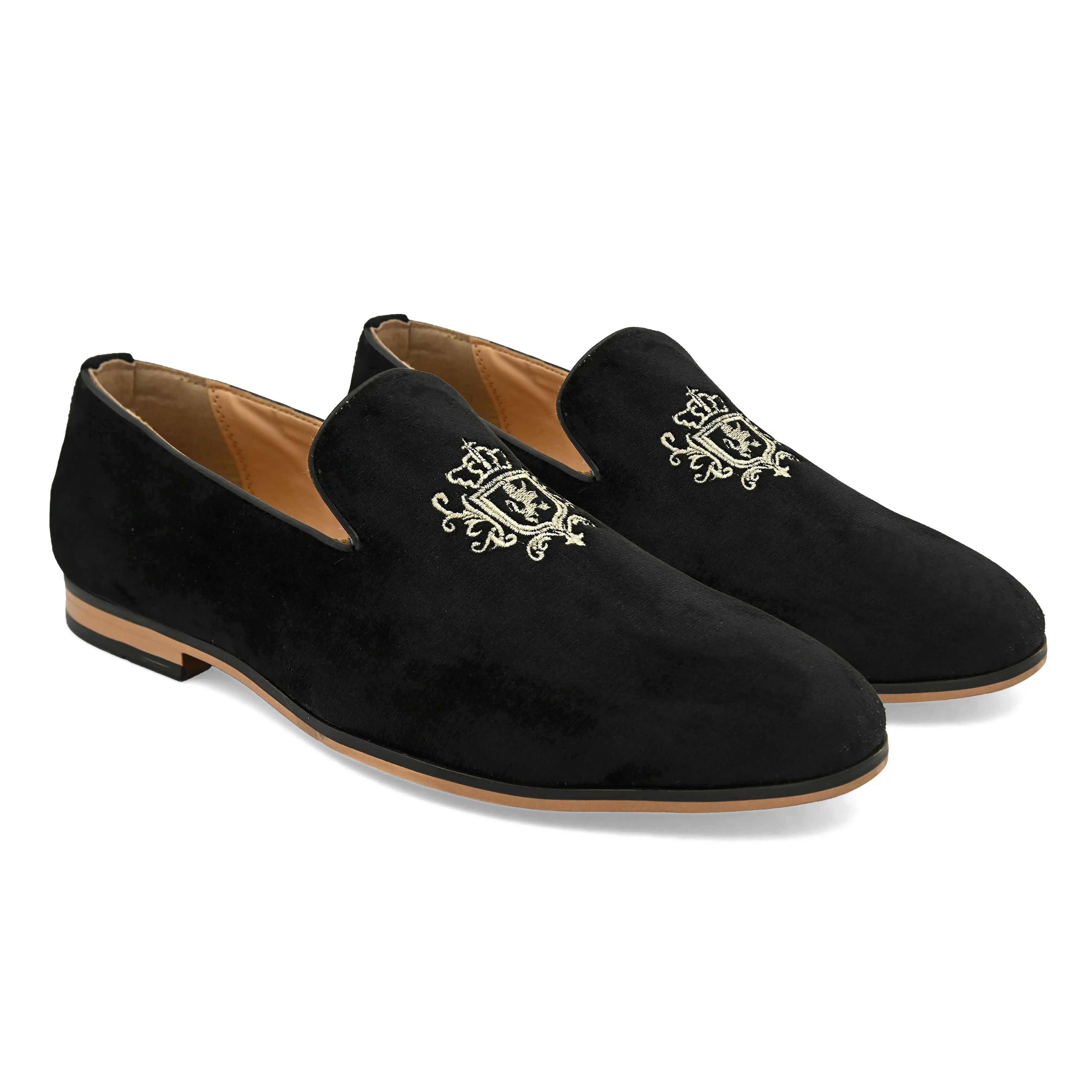 Empire Black Embroidered Loafers