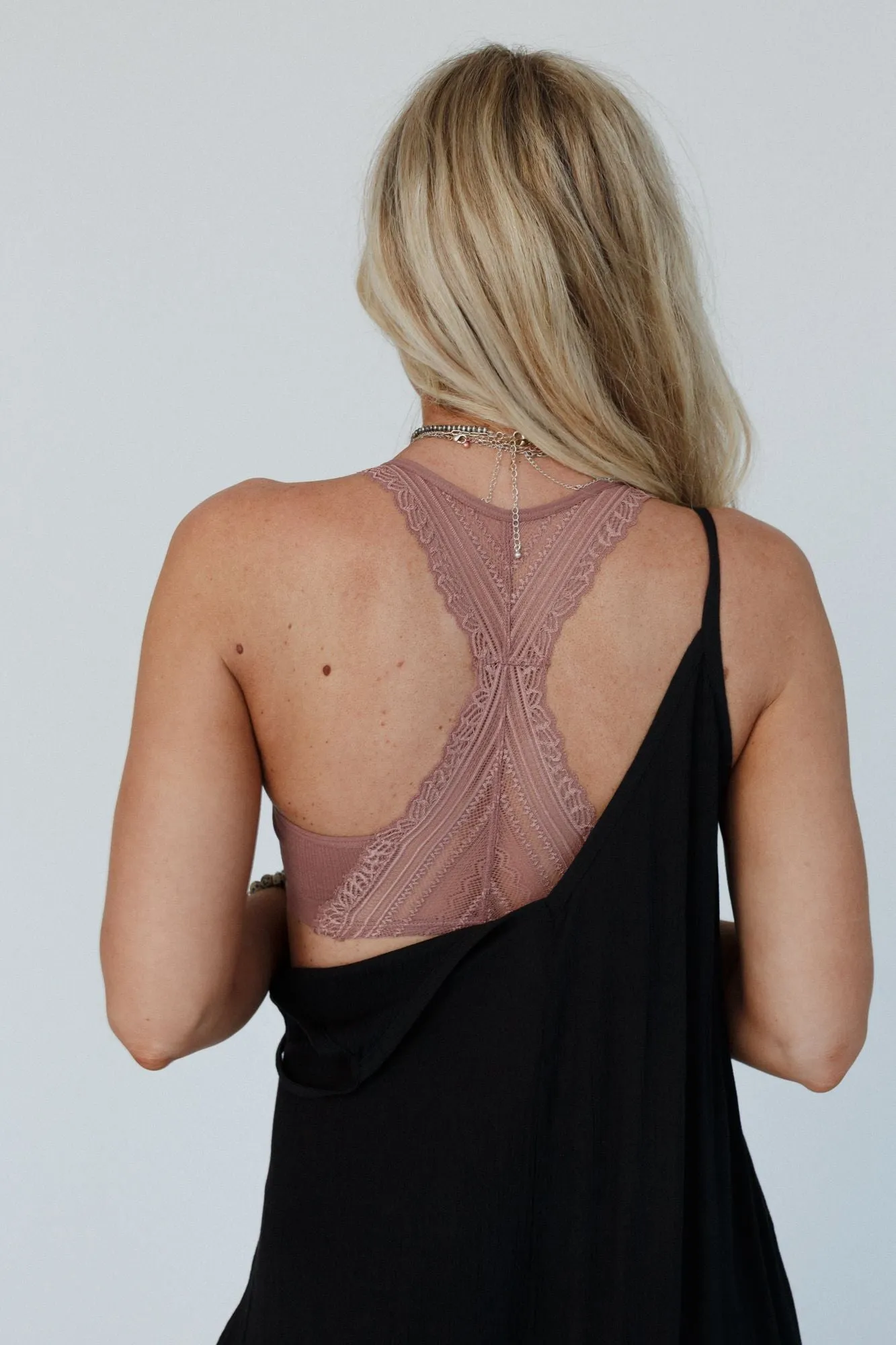 Evermore Seamless Lace Racerback Bralette - Mauve