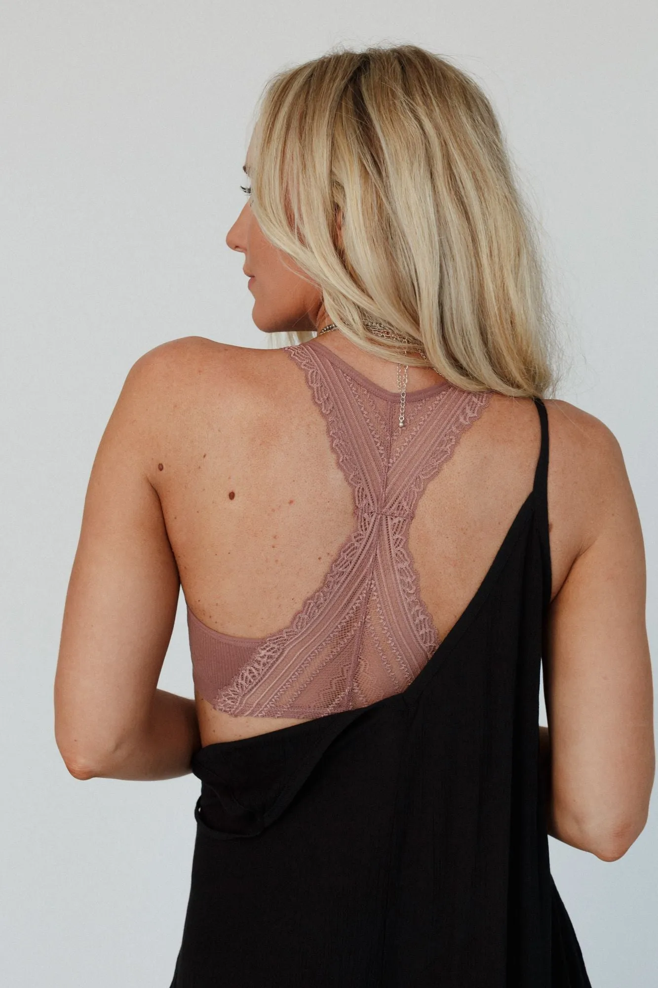 Evermore Seamless Lace Racerback Bralette - Mauve