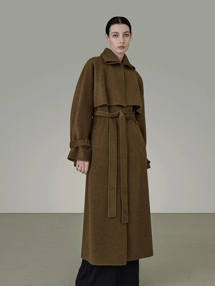 Fake Two-piece Double-sided Cape Design Long Coat