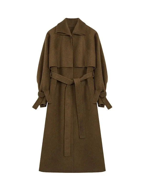 Fake Two-piece Double-sided Cape Design Long Coat